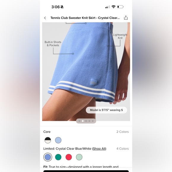 ALO Yoga Tennis Club Sweater Knit Skirt - Picture 1 of 3